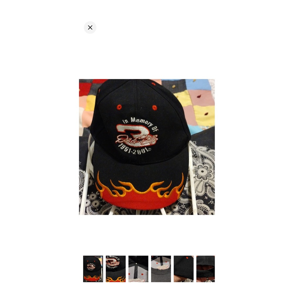 Dale Earnhardt In Memory Of 1951-2001 NASCAR Hat Black Flame‎ Embroidered Cap